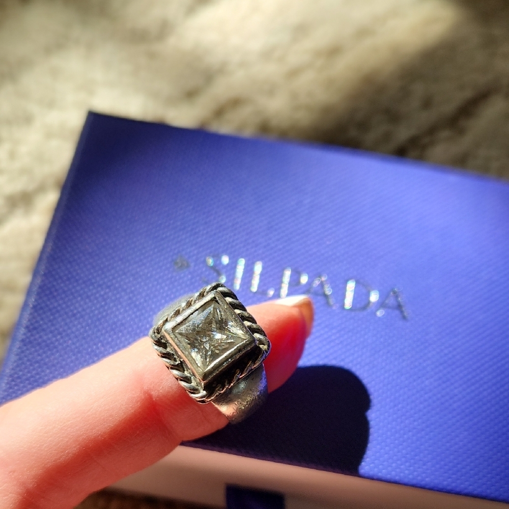 Silver Ring with clear cubic zirconia Stone
